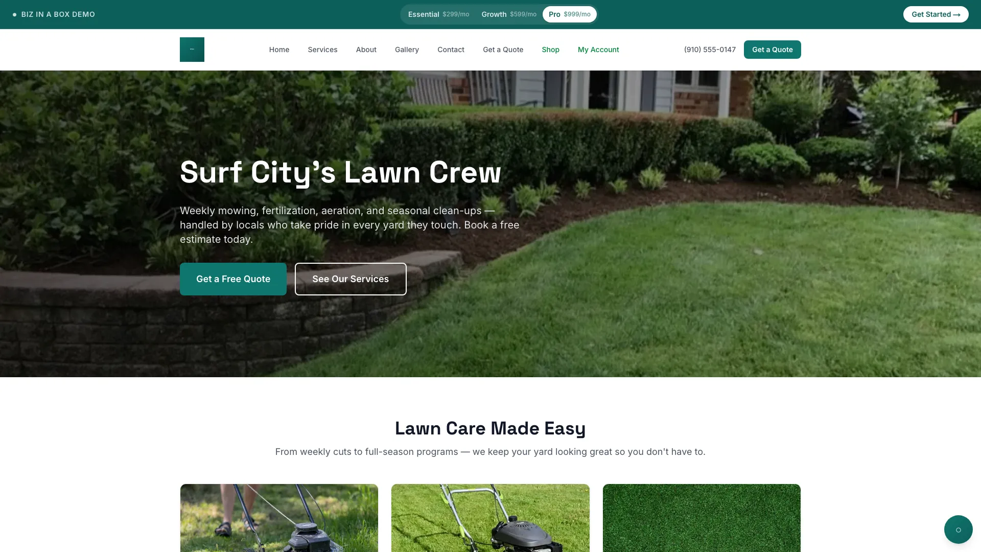 Surf Town Lawn Co. — a real, live site Focal built and runs