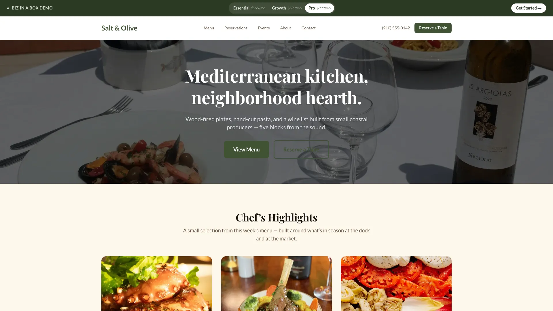 Salt & Olive — live demo site